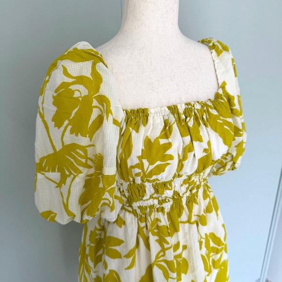 MAEVE x ANTHROPOLOGIE Feliciana Tropical Print Mini Dress Chartreuse Yellow - Picture 6 of 11